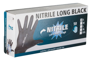 Rękawice Nitrile Long Black, rozmiar M, czarne, 50 szt., Kerbl