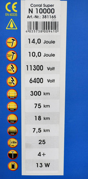 Elektryzator sieciowy Corral N 10000, na dziki, dla koni, byków, bydła, owiec i kóz, 14,0 J