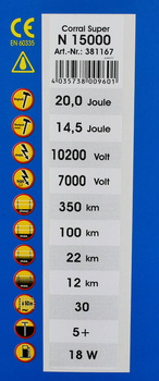 Elektryzator sieciowy Corral N 15000, na dziki, dla koni, byków, bydła, owiec i kóz, 20,0 J