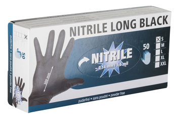 Rękawice Nitrile Long Black, rozmiar S, czarne, 50 szt., Kerbl