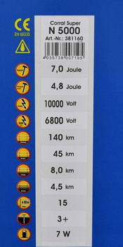 Elektryzator sieciowy Corral N 5000, na dziki, dla koni, byków, bydła, owiec i kóz, 7,0 J