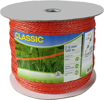 Linka ogrodzeniowa CLASSIC, 500 m x 6 mm, pomarańczowa, Kerbl