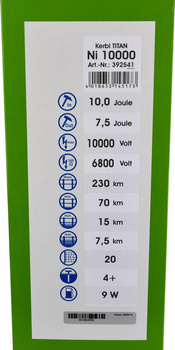 Elektryzator sieciowy TITAN Ni 10000, na dziki, dla koni, byków, bydła, owiec i kóz, 10,0 J, Kerbl