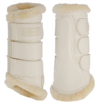 Ochraniacze dla konia Pelisa, ze sztucznym futrem, biały, roz. Cob, Covalliero