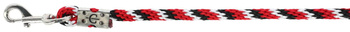 Uwiąz dla konia Mustang, zwykły karabińczyk, czerwony/czarny/biały, 200 cm, Covalliero