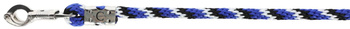 Uwiąz dla konia Mustang, bezpieczny karabińczyk, niebieski/czarny/biały, 200 cm, Covalliero