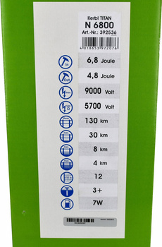 Elektryzator sieciowy TITAN N 6800, na dziki, dla koni, byków, bydła, owiec i kóz, 6,8 J, Kerbl